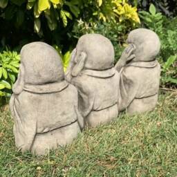 stone Garden See Hear Speak No Evil Buddha All in One Ornament Gift - thumbnail 3