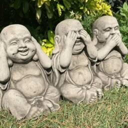 stone Garden See Hear Speak No Evil Buddha All in One Ornament Gift - thumbnail 2
