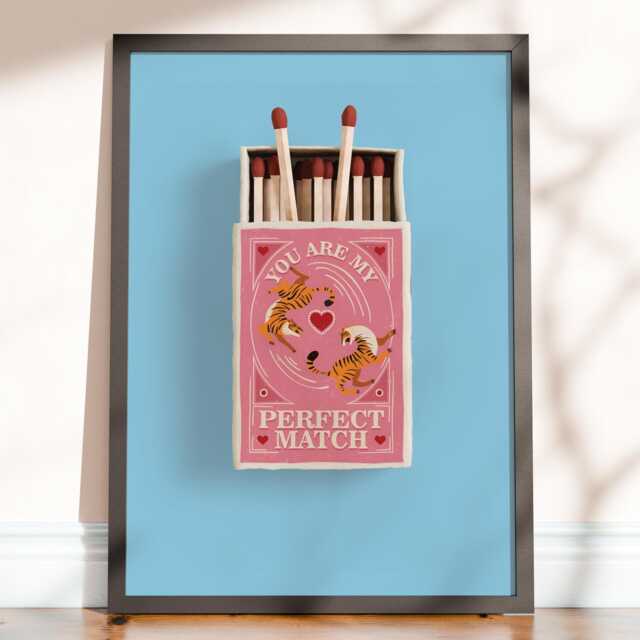 Perfect Match Poster - Personalised Couple Print Or Standard Design Romantic Wall Art Gift Custom Name Love Unframed - image 1