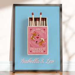 Perfect Match Poster - Personalised Couple Print Or Standard Design Romantic Wall Art Gift Custom Name Love Unframed - thumbnail 2