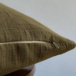 Handmade Hmong Textile Pillow Cover Olive Green Bohemian Decor - thumbnail 2