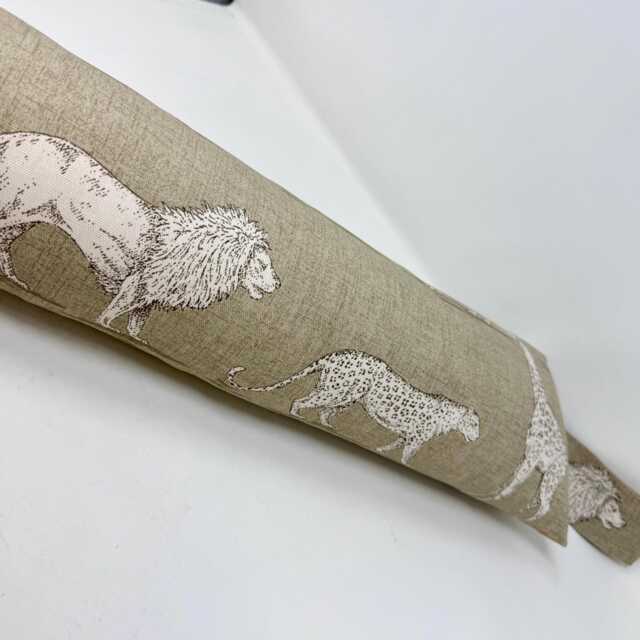 Jungle Animal Print Draft Excluder - Weighted Beige Cotton Canvas Custom Lengths Machine Washable - image 1