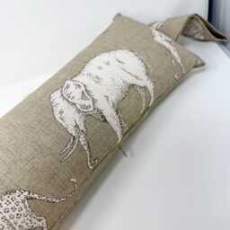 Jungle Animal Print Draft Excluder - Weighted Beige Cotton Canvas Custom Lengths Machine Washable - thumbnail 2