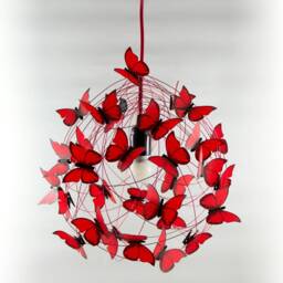 Red Butterfly Chandelier Whimsical Bedroom Ceiling Lamp