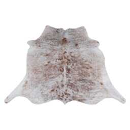 Medium Premium Brown & White Cowhide Rug - Luxurious Hair-On Leather Accent