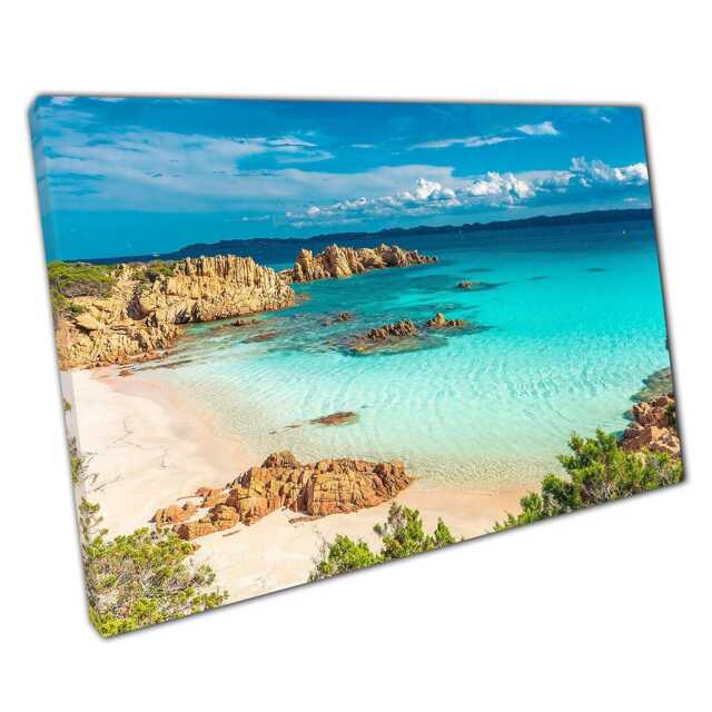 Tranquil Budelli Island Seascape Canvas Sardinian Beach Wall Art For Home & Office Decor - image 1