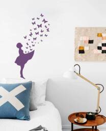 Wall Decal Butterfly Girl, Sticker Banksy Art, Urban-Kids-Berlin Wall-Decor - thumbnail 1