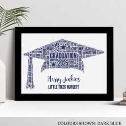 Personalised Mortarboard Cap Word Art Print, Pre School, Nursery Graduation Gift, Custom Wall Framed Picture, Present For Kids Nl - thumbnail 2