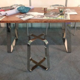 "Modern Stainless Steel Table Base - 28"" H X 24"" W 62" - thumbnail 3