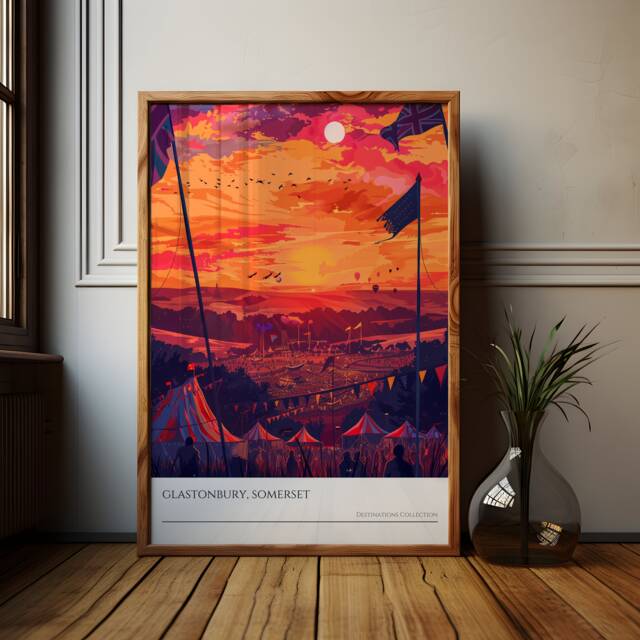 Glastonbury Sunset Poster Vibrant Music Festival Art Print - image 1