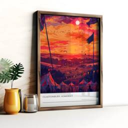 Glastonbury Sunset Poster Vibrant Music Festival Art Print - thumbnail 2