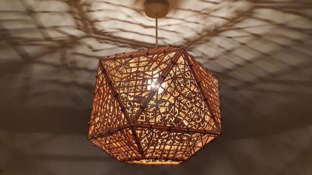 Geometric Laser Cut Plywood Lamp Shade - Modern Pendant Lighting - image 1