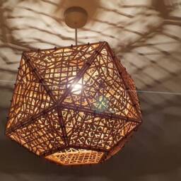 Geometric Laser Cut Plywood Lamp Shade - Modern Pendant Lighting - thumbnail 3