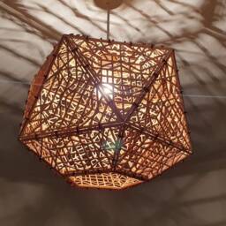 Geometric Laser Cut Plywood Lamp Shade - Modern Pendant Lighting - thumbnail 2