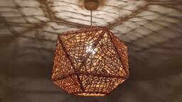 Geometric Laser Cut Plywood Lamp Shade - Modern Pendant Lighting