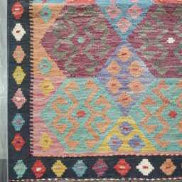 Kilim Rug Multicolour, Handmade Artisan Afghan Turkish Persian Rug, Navajo Moroccan Bohemian Flatweave, Natural Wool Dhurrie 124x77 cm - thumbnail 2
