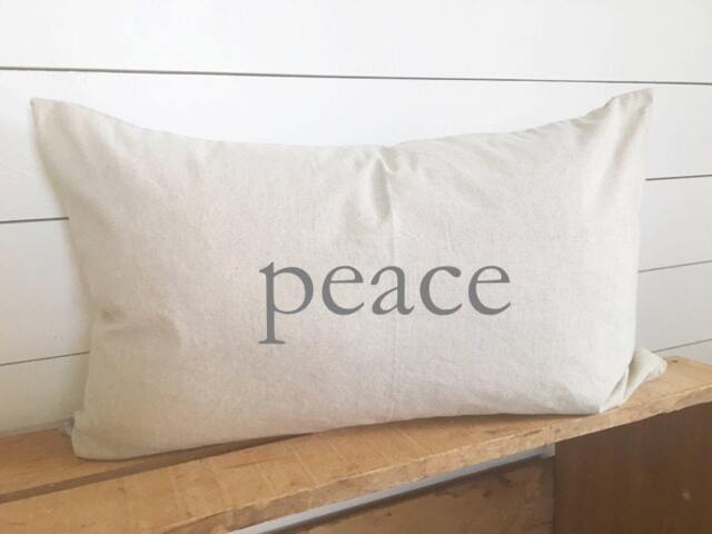 Peace Christmas Pillow Cover 16 X 26 ///Holiday Throw Accent Gift