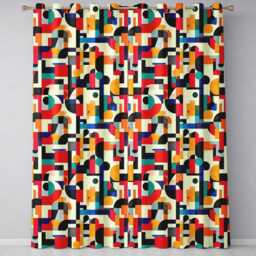 Abstract Modern Geometric Shapes Colorful Layered Design Seamless Pattern Readymade Eyelet Ring Top Thermal 100% Blackout Curtains - thumbnail 2