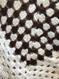 Crocheted Baby Blanket - New Gift Granny Square Brown & Cream