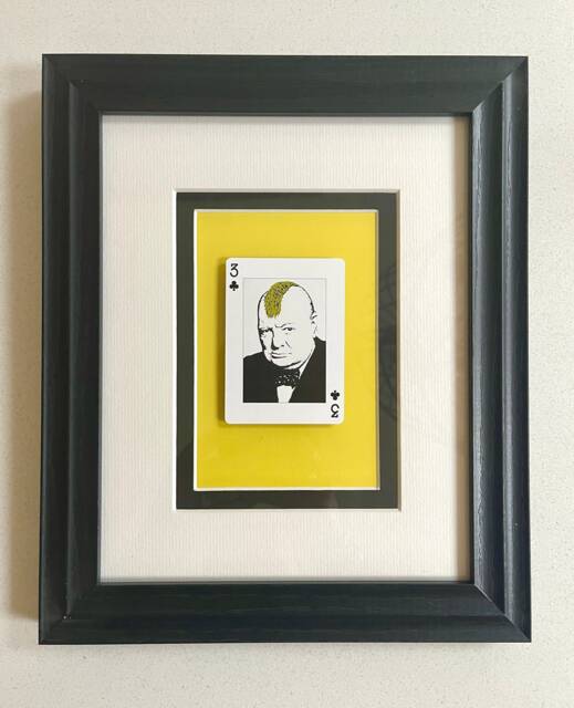 Banksy Turf War Winston Churchill Framed Playing Card Wall Art Gift