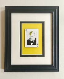 Banksy Turf War Winston Churchill Framed Playing Card Wall Art Gift - thumbnail 1