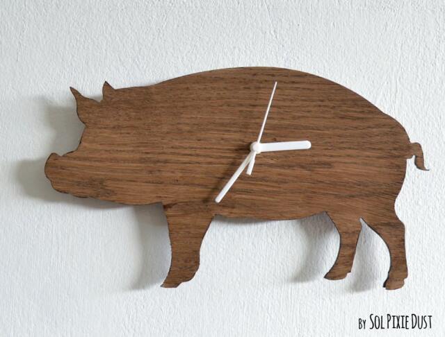 Pig - Wooden Wall Clock - image 1
