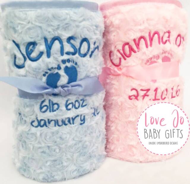 Personalised Baby Blanket, Fluffy Or Fleece Embroidered Blankets For Boys & Girls
