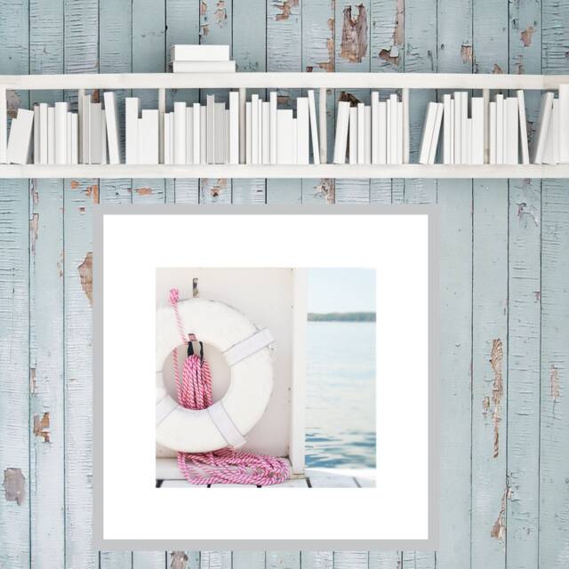 Beach Home Art, Life Preserver Photo, Coastal Decor, Nursery Girls Room Print, Nautical Kids Pink & White Print - image 1