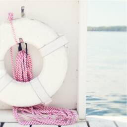Beach Home Art, Life Preserver Photo, Coastal Decor, Nursery Girls Room Print, Nautical Kids Pink & White Print - thumbnail 2