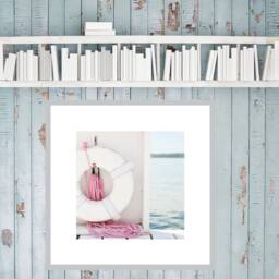 Beach Home Art, Life Preserver Photo, Coastal Decor, Nursery Girls Room Print, Nautical Kids Pink & White Print - thumbnail 1