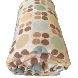 Brown Blue Dots Minky Stroller Blanket Soft Cotton Flannel Newborn Baby Gift - thumbnail 3