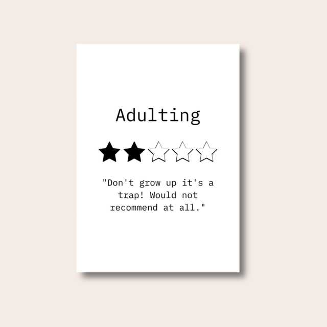 Fun Quote Print, Adulting Typography Funny Gifts, Humour Prints, Wall Art, Home Decor Office - image 1