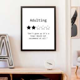 Fun Quote Print, Adulting Typography Funny Gifts, Humour Prints, Wall Art, Home Decor Office - thumbnail 2