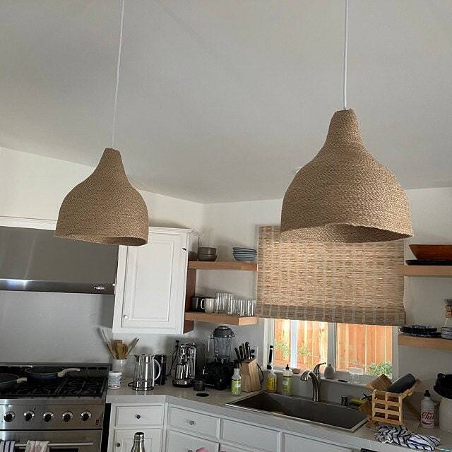 Natural Burlap Rope Pendant Light, Farmhouse Lighting - 12''x12'' - image 1