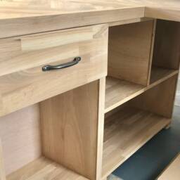 Oak Parquet Home Office L Shape Storage Desk - Corner Bespoke Sizing Customisable Left Or Right Hand Style - thumbnail 3
