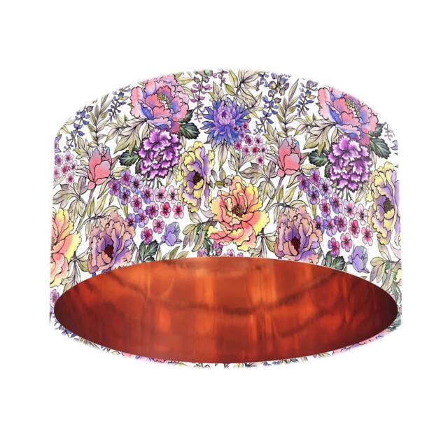 Wildflower Floral Lampshade With Copper Lining - image 1