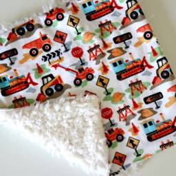 Dream Lovie. Security Blanket. Personalized Lovey. Faux Fur Dig It Construction. Mini Baby Minky Shower Gift - thumbnail 3
