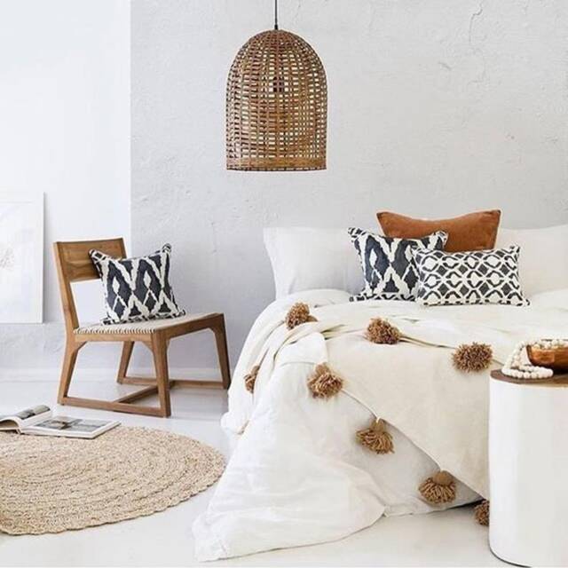 Handmade Tasseled Throw - Pom Blanket Moroccan Organic Bedroom New Home Gift - image 1