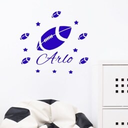 Personalized Rugby Ball Wall Decal - Boys Room Decor - thumbnail 2