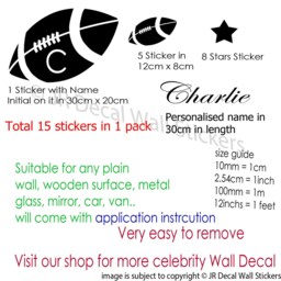 Personalized Rugby Ball Wall Decal - Boys Room Decor - thumbnail 3