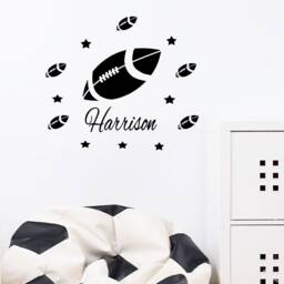 Personalized Rugby Ball Wall Decal - Boys Room Decor - thumbnail 1