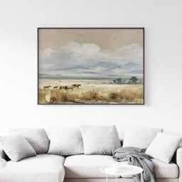 Horse Pasture Poster, Mountain Landscape Print, Country Wall Art, Paper - thumbnail 2
