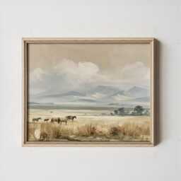 Horse Pasture Poster, Mountain Landscape Print, Country Wall Art, Paper - thumbnail 3