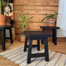 Charcuterie Black Oak Stool Yakisugi Burned Wood Step Stool - thumbnail 4