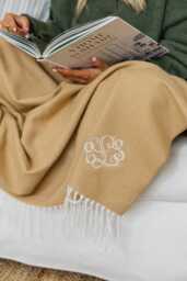 Monogrammed Woven Blanket // Personalized Throw Blanket, Women, Embroidered Plush Gift For Home - thumbnail 1