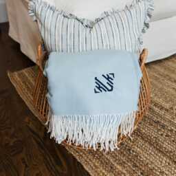 Monogrammed Woven Blanket // Personalized Throw Blanket, Women, Embroidered Plush Gift For Home - thumbnail 3