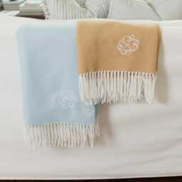 Monogrammed Woven Blanket // Personalized Throw Blanket, Women, Embroidered Plush Gift For Home - thumbnail 2