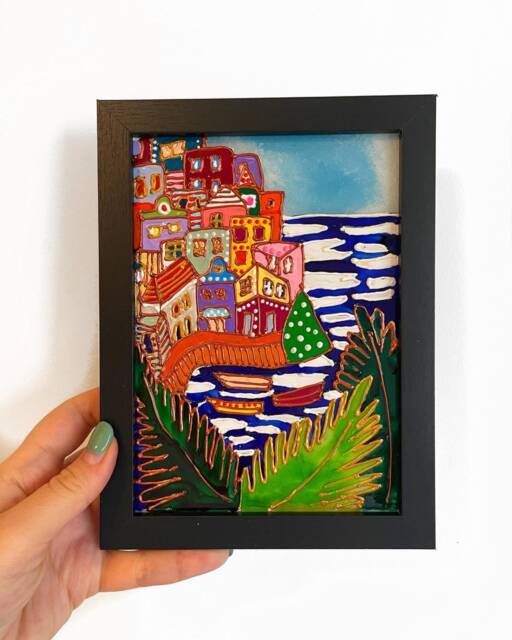 stained Glass Painting, Unique Home Decor, Wall Decoration, Handmade, Urban Art, Cats, Small Christmas Gift Idea, Custom Decor - image 1