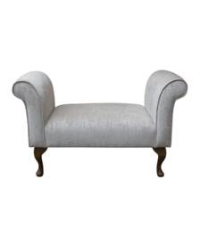 Ice Silver Small Window Seat - Traditional Chenille Bed End Bench Handmade in Britain - thumbnail 1