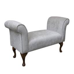 Ice Silver Small Window Seat - Traditional Chenille Bed End Bench Handmade in Britain - thumbnail 2